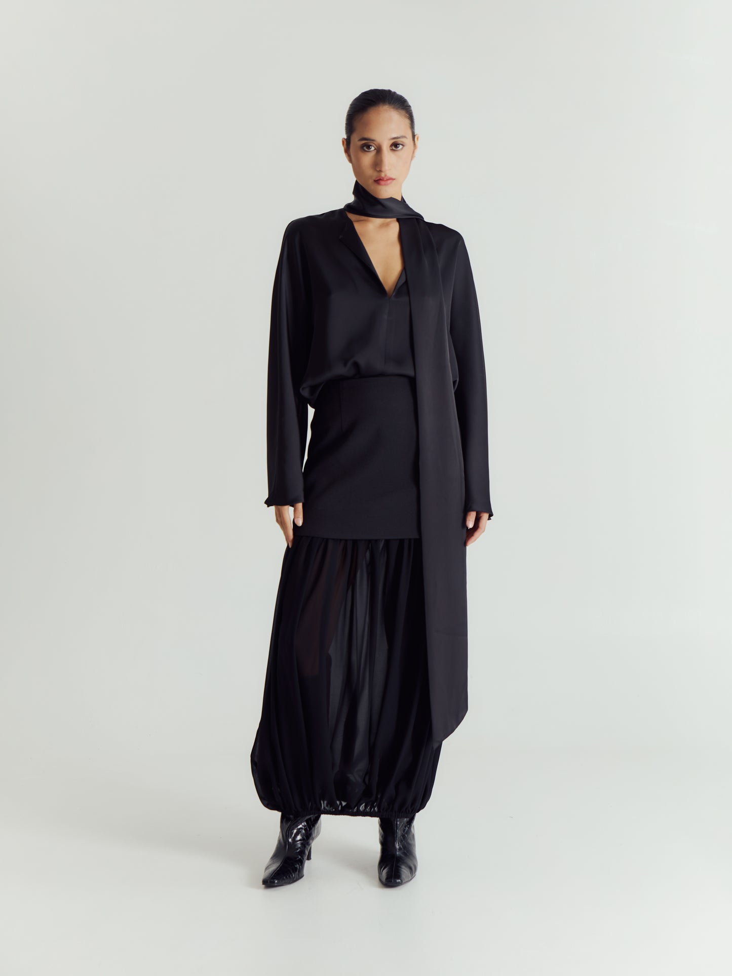 SABINE SATIN SCARF TOP