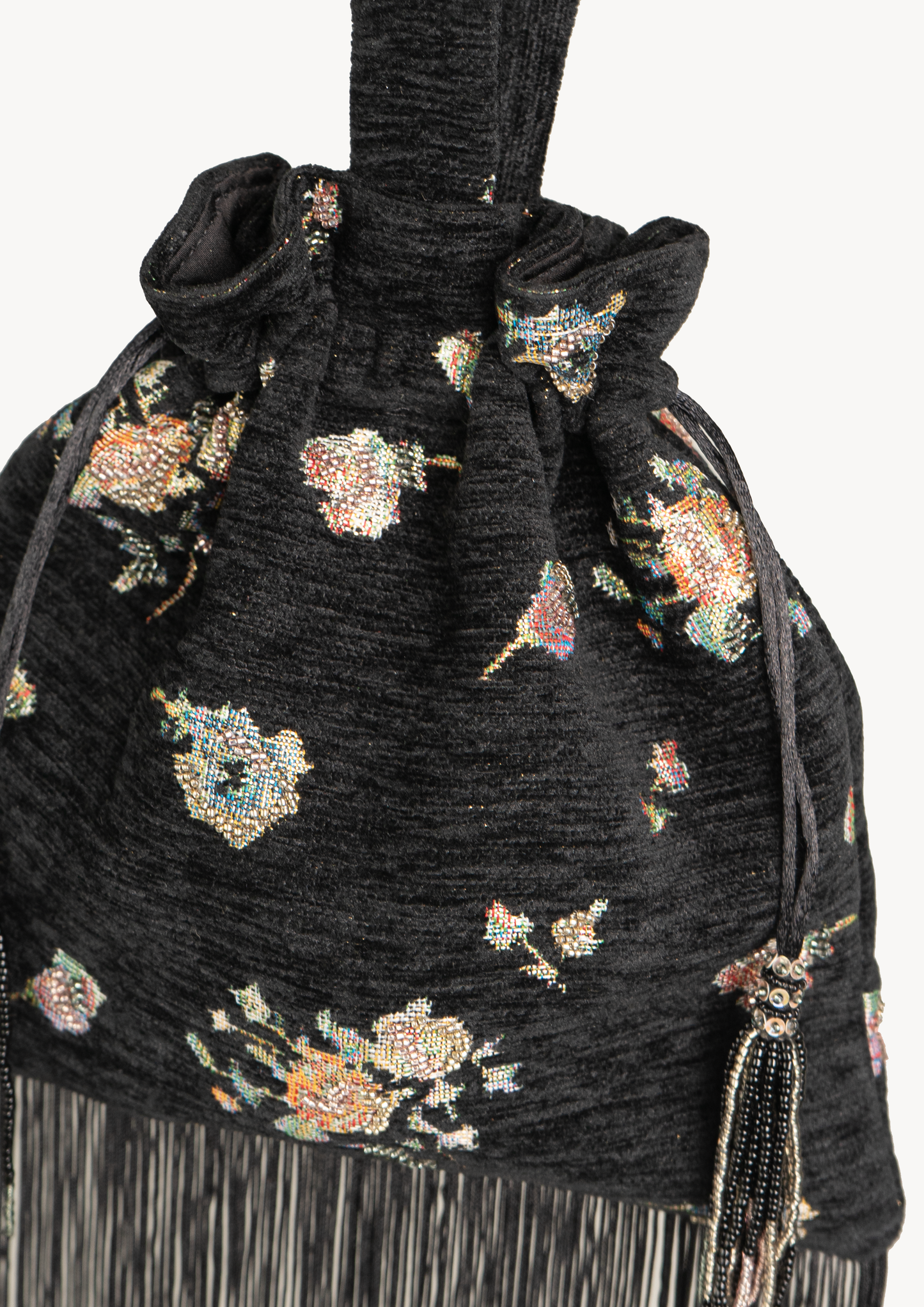 LIMITED EDITION BLACK FLORAL TASSEL BAG
