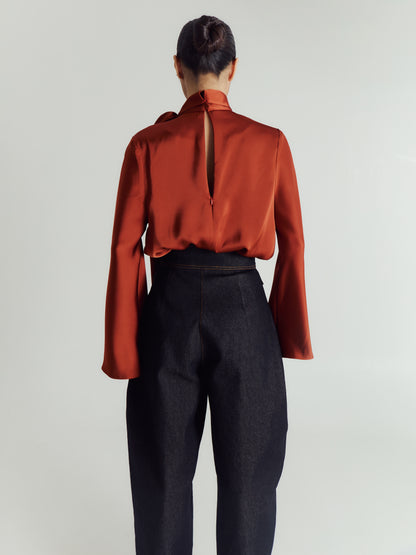 SABINE SATIN SCARF TOP