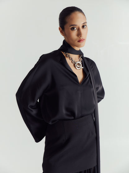 SABINE SATIN SCARF TOP