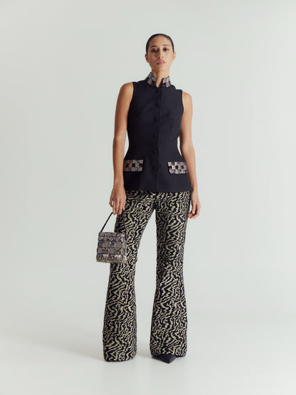 HAND BEADED CHECKERED EVENING BAG