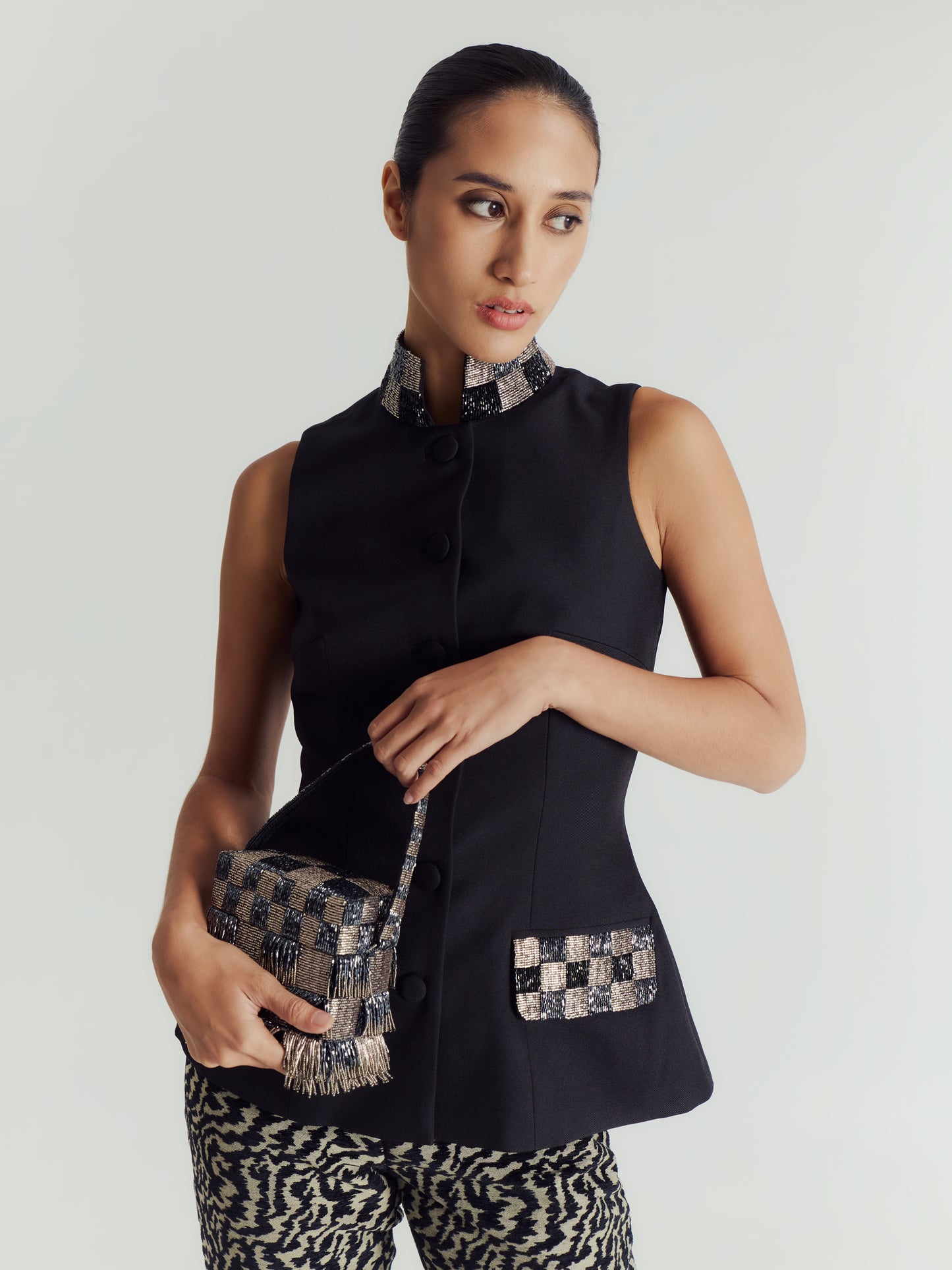 CARMEN HIGH NECK TAILORED TOP