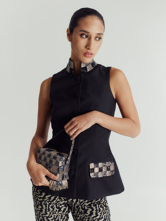 CARMEN HIGH NECK TAILORED TOP