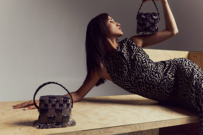 HAND BEADED ZEBRA EVENING BAG