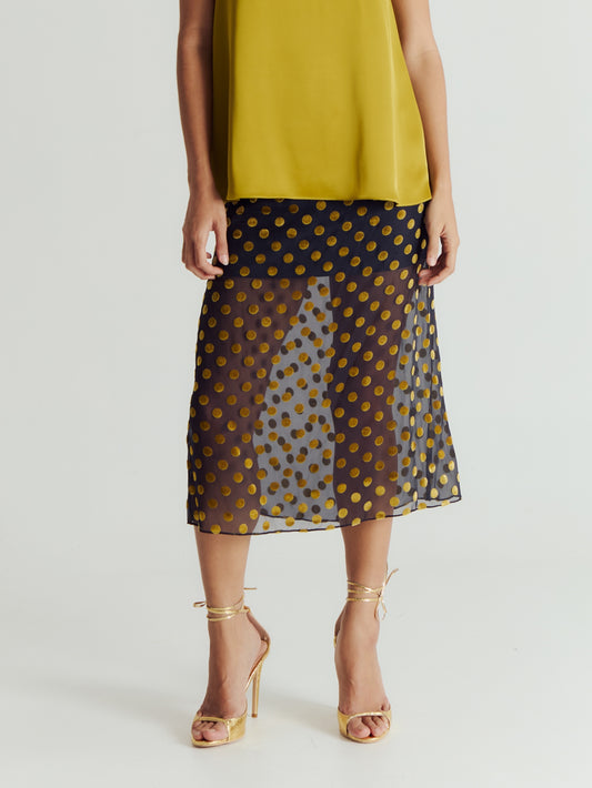 SELENE POLKA DOT DEVORE SKIRT