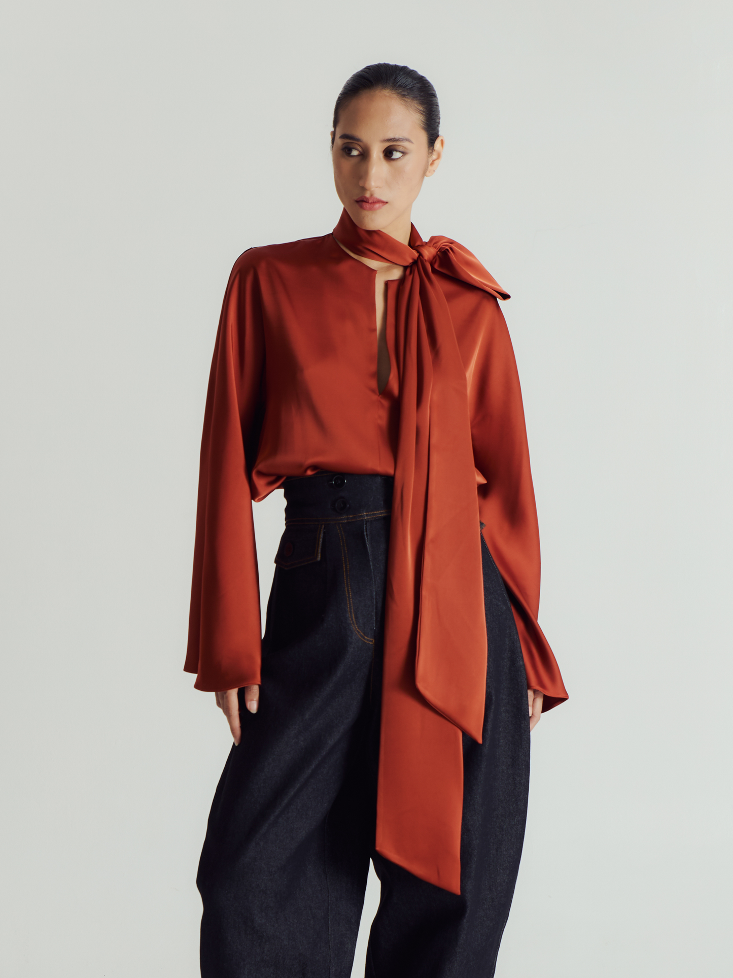 SABINE SATIN SCARF TOP