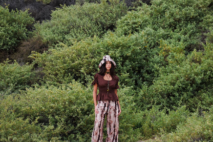 SKYE LOW WAISTED PANTS - BROWN WOOD