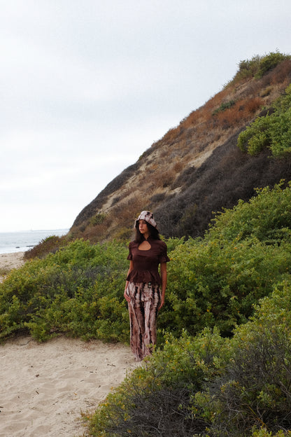 SKYE LOW WAISTED PANTS - BROWN WOOD