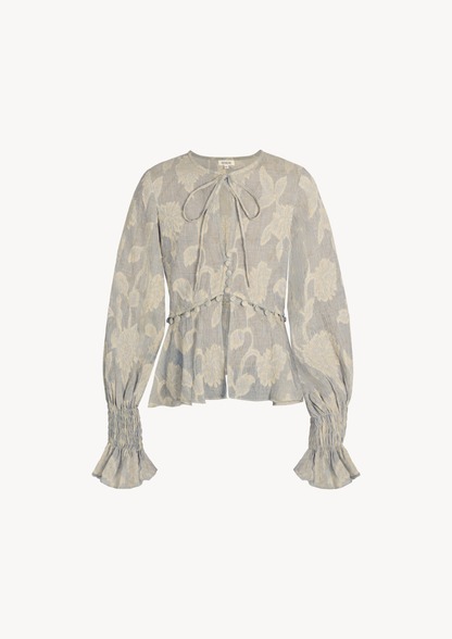 SIENNA BLOUSE - BLUE FLORAL STRIPES
