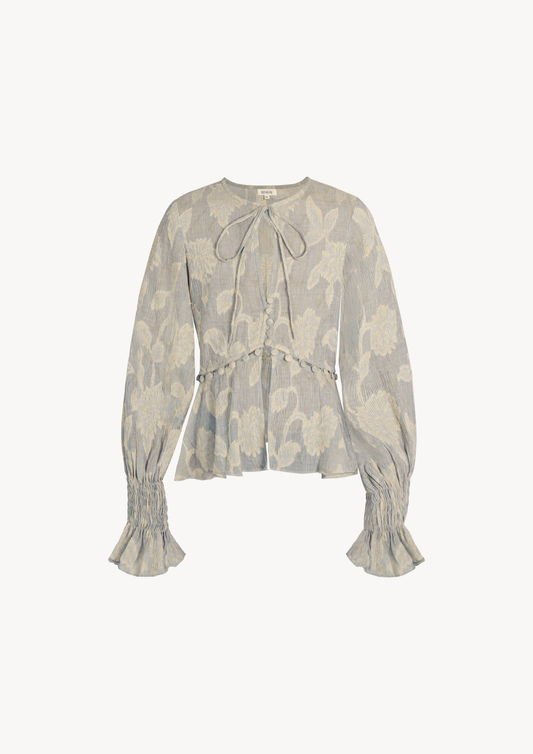 SIENNA BLOUSE - BLUE FLORAL STRIPES