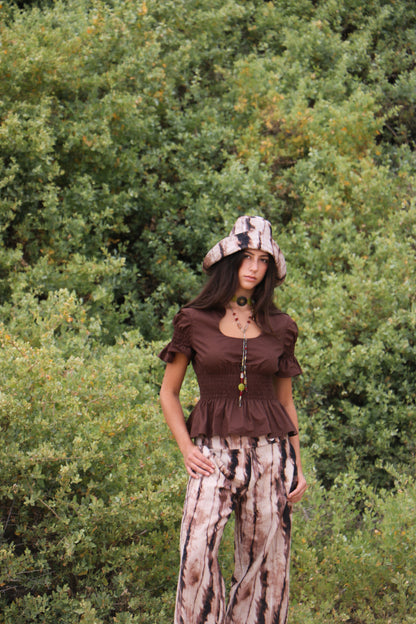 SKYE LOW WAISTED PANTS - BROWN WOOD